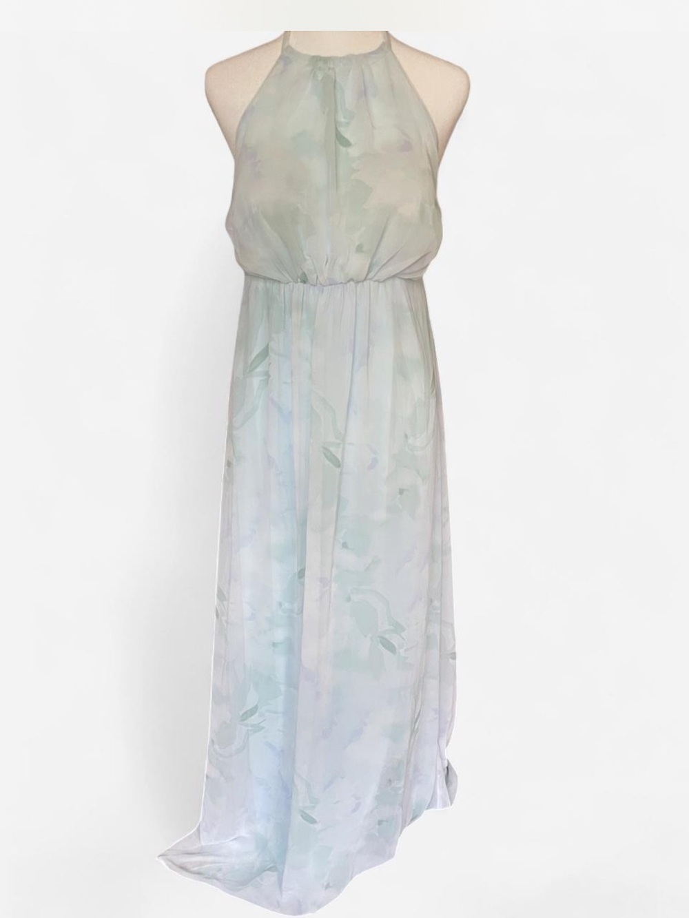 Show Me Your MuMu Pastel Mint & Pale Blue Halter Maxi Dress